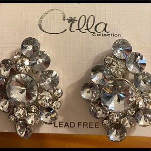 Cilla Lead Free Rhinestone Costume Party Earrings Pierced